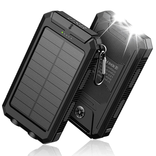 20000Mah Portable Power Bank Solar Charger for Cell Phone and Android, Solar Phone Chargers with Dual 5V USB Ports and 2 Led Flashlight