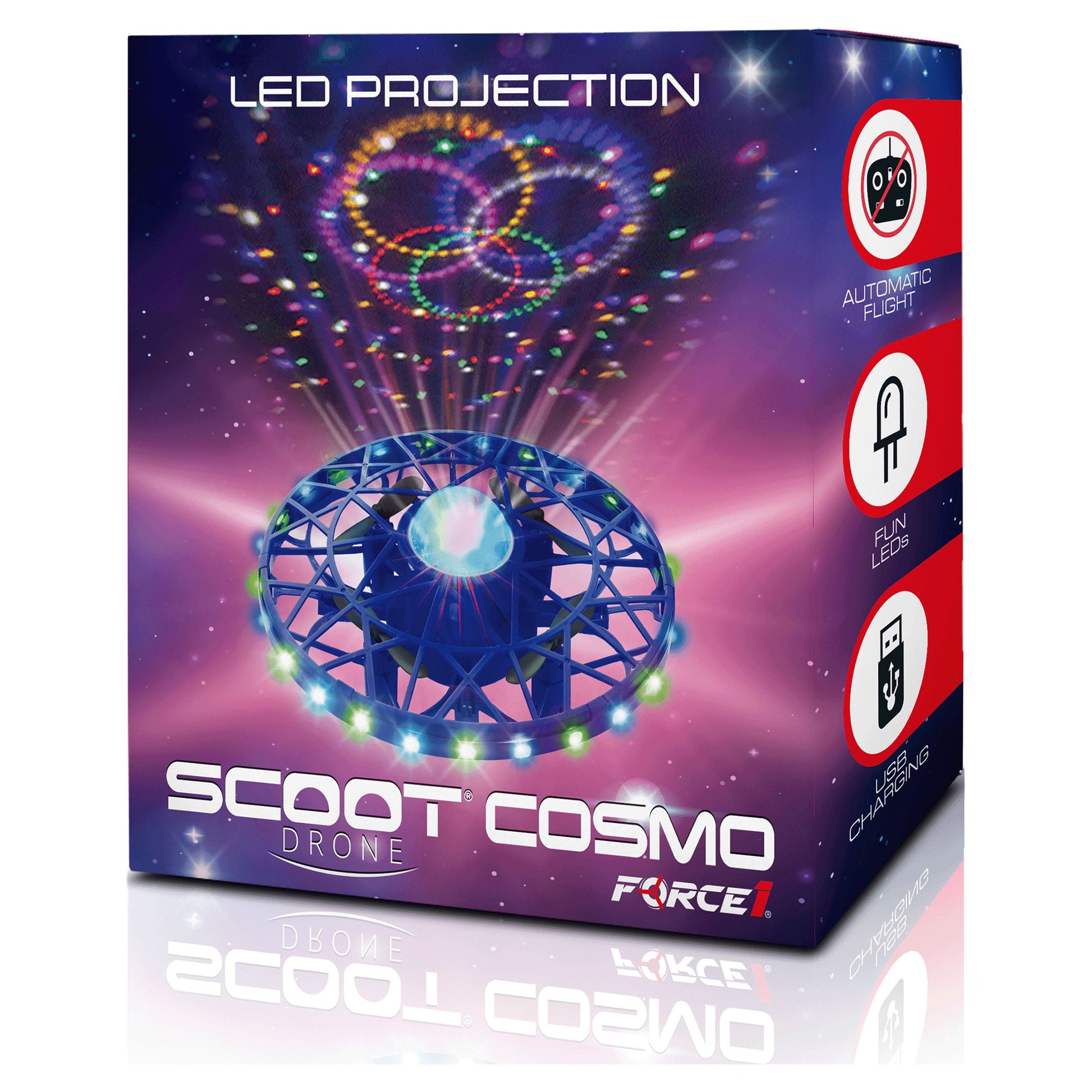 Scoot Toy Cosmo Aerial Drone Hand Controlled Mini Drone with Projector LED Light